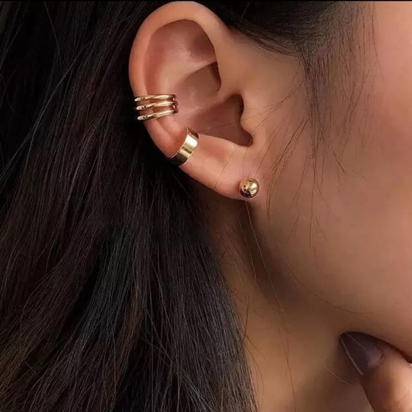 “Rebel” Ear Cuff Triple Band Gold NoPierce Earring - Picture 8 of 8